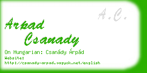 arpad csanady business card
